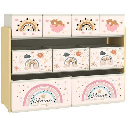 3-Tier Kids Storage Unit with 9 Non-Woven Fabric Boxes for Toys, Books, for Bedroom, Nursery, Yellow
