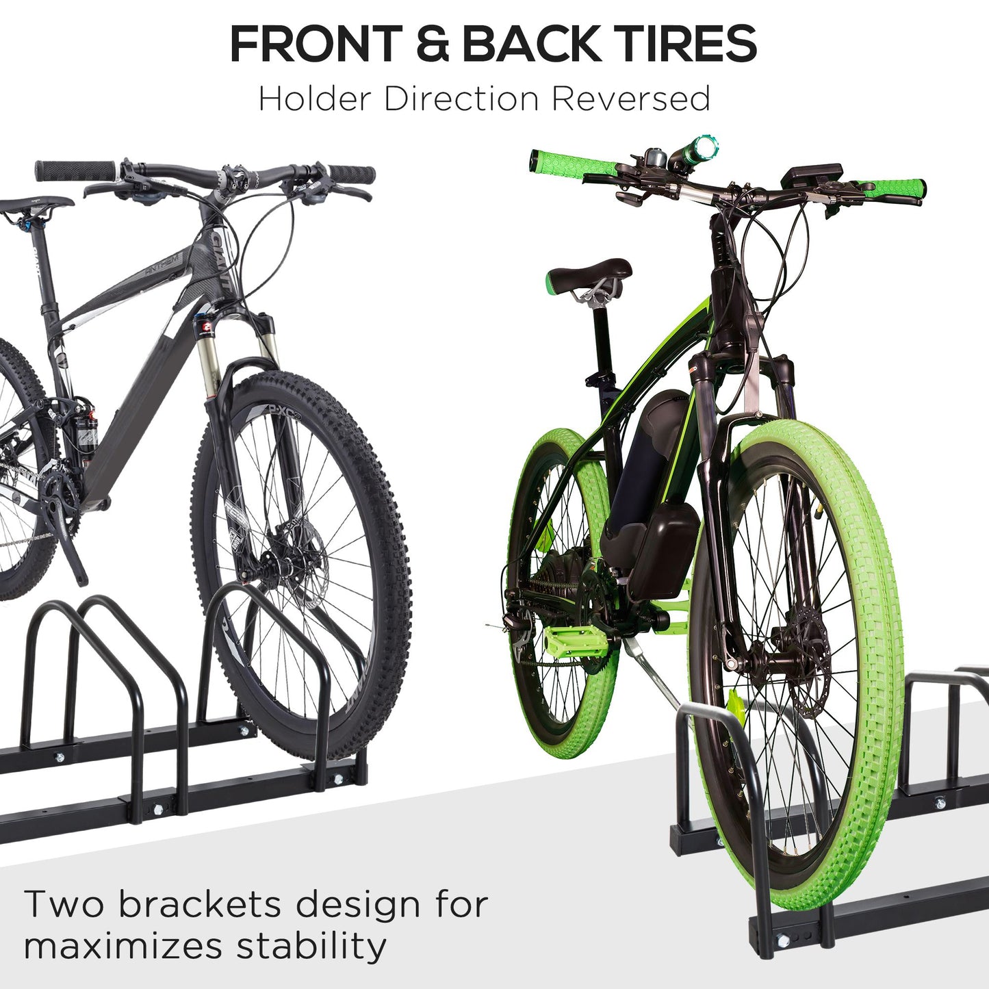 Bike Stand Parking Rack Floor or Wall Mount Bicycle Cycle Storage Locking Stand 179L x 33W x 27H (6 Racks, Black)