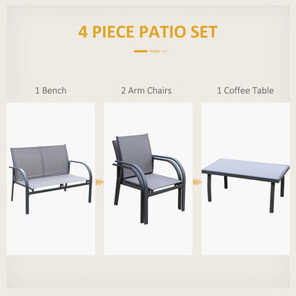 Four-Piece Minimal Garden Patio Set - Grey