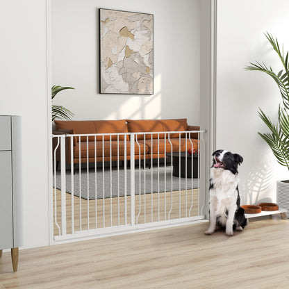 Extra Wide Dog Safety Gate, with Door Pressure, for Doorways, Hallways, Staircases - White