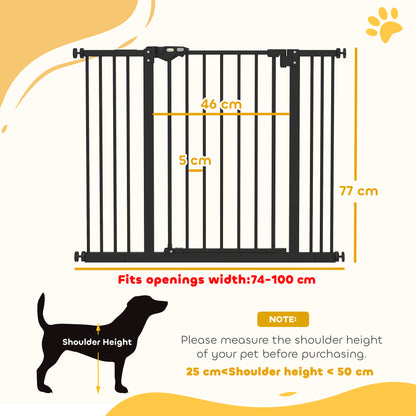 Adjustable Safety Gate w/ Two Extensions, Four Adjustable Screws, Black