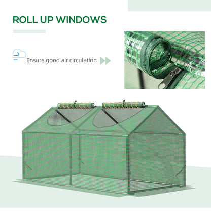 Mini Greenhouse, Small Plant Grow House for Outdoor with Durable PE Cover, Observation Windows, 120 x 60 x 60 cm, Green