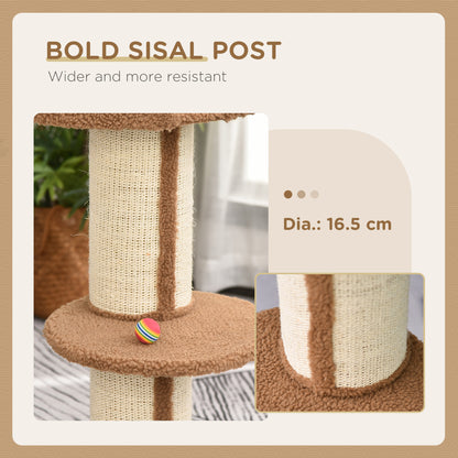 91cm Cat Tree, Cat Tower with Scratching Post, Bed, Perch, Removable Cushion for Indoor Kittens, Brown