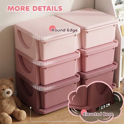 Kids Storage Unit, with Six Drawers - Pink