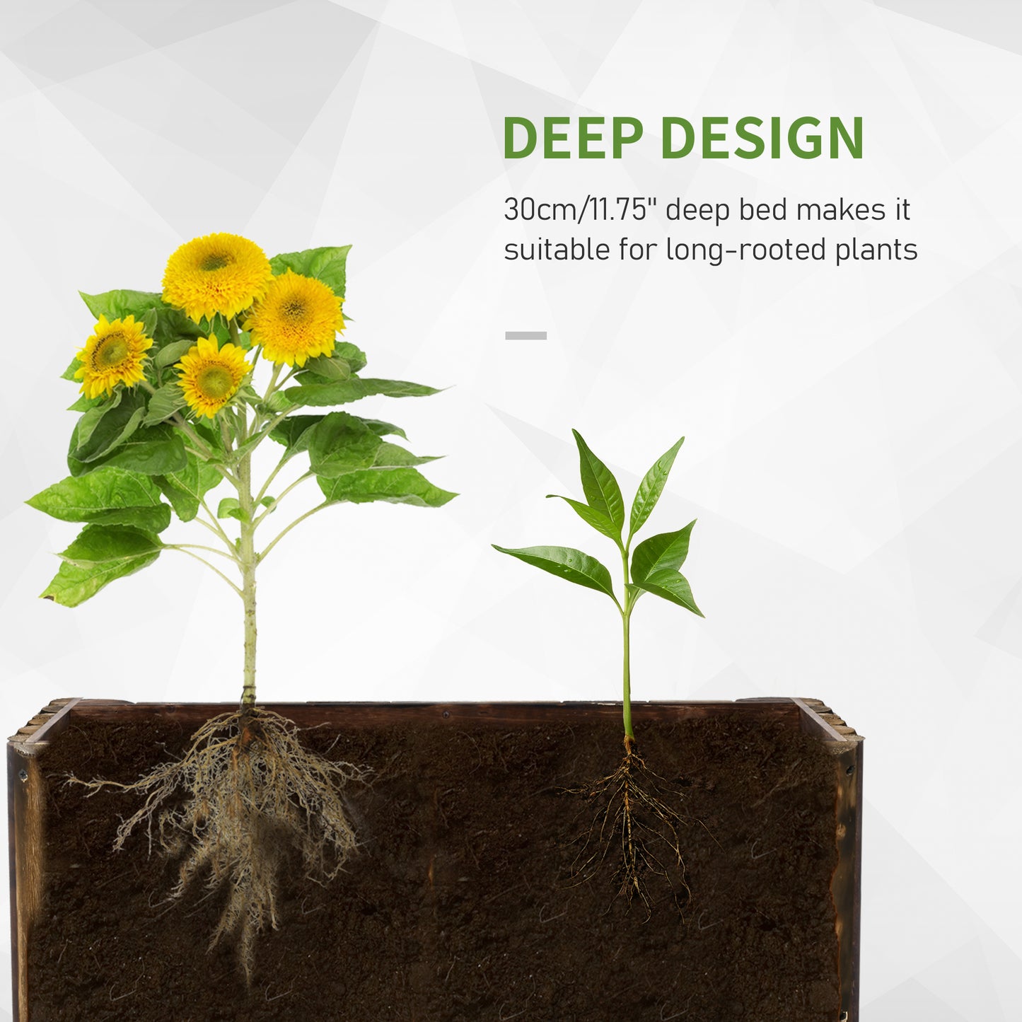 Wooden Raised Garden Bed, 100 x 38.5 x 40cm Elevated Planter Box, Outdoor Flower Bed with Drainage Gaps, Easy Assembly