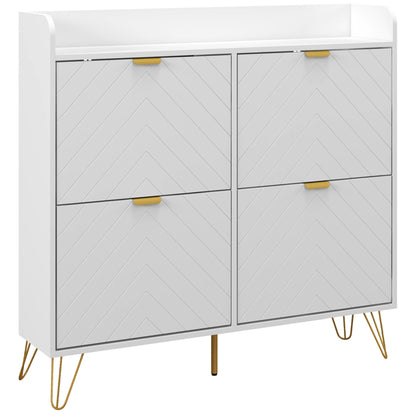 Narrow Shoe Storage Cabinet, Slim Shoe Cupboard with 4 Flip Drawers, Adjustable Shelf, Shoe Rack for 16 Pairs of Shoes