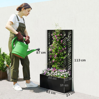 Metal Garden Bed for Garden with Trellis, Wall Mounted or Freestanding Raised Planter with Privacy Screen