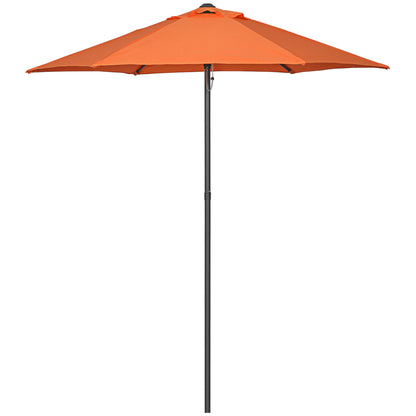 2m Garden Parasol Umbrella, Outdoor Sun Shade with 6 Sturdy Ribs for Balcony, Bench, Garden, Orange
