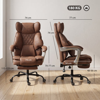 Executive Office Chair, Leathaire Big and Tall Office Chair 180 kg with Wide Seat, Reclining, Lumbar Support, Brown
