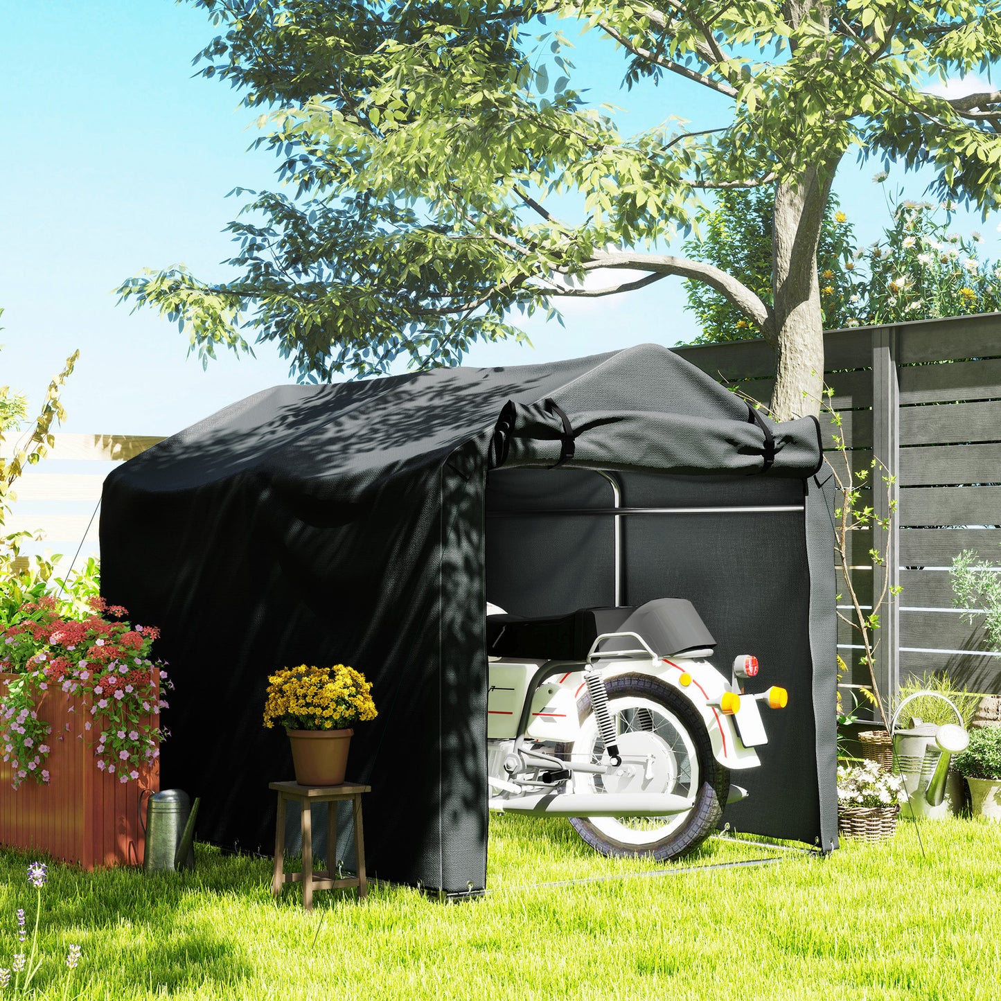 2.2 x 1.6 m Garden Storage Tent, Waterproof Anti-UV Bike Tent with Roll-up Zipper Door
