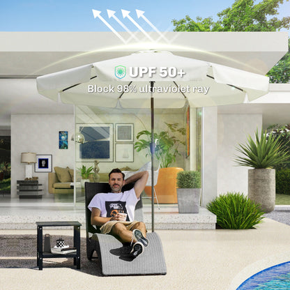 2.7m Patio Parasol Garden Umbrellas with Aluminium Pole, UPF 50+ Outdoor Sun Shade Table Umbrella with Tilt, Crank, 8 Ribs