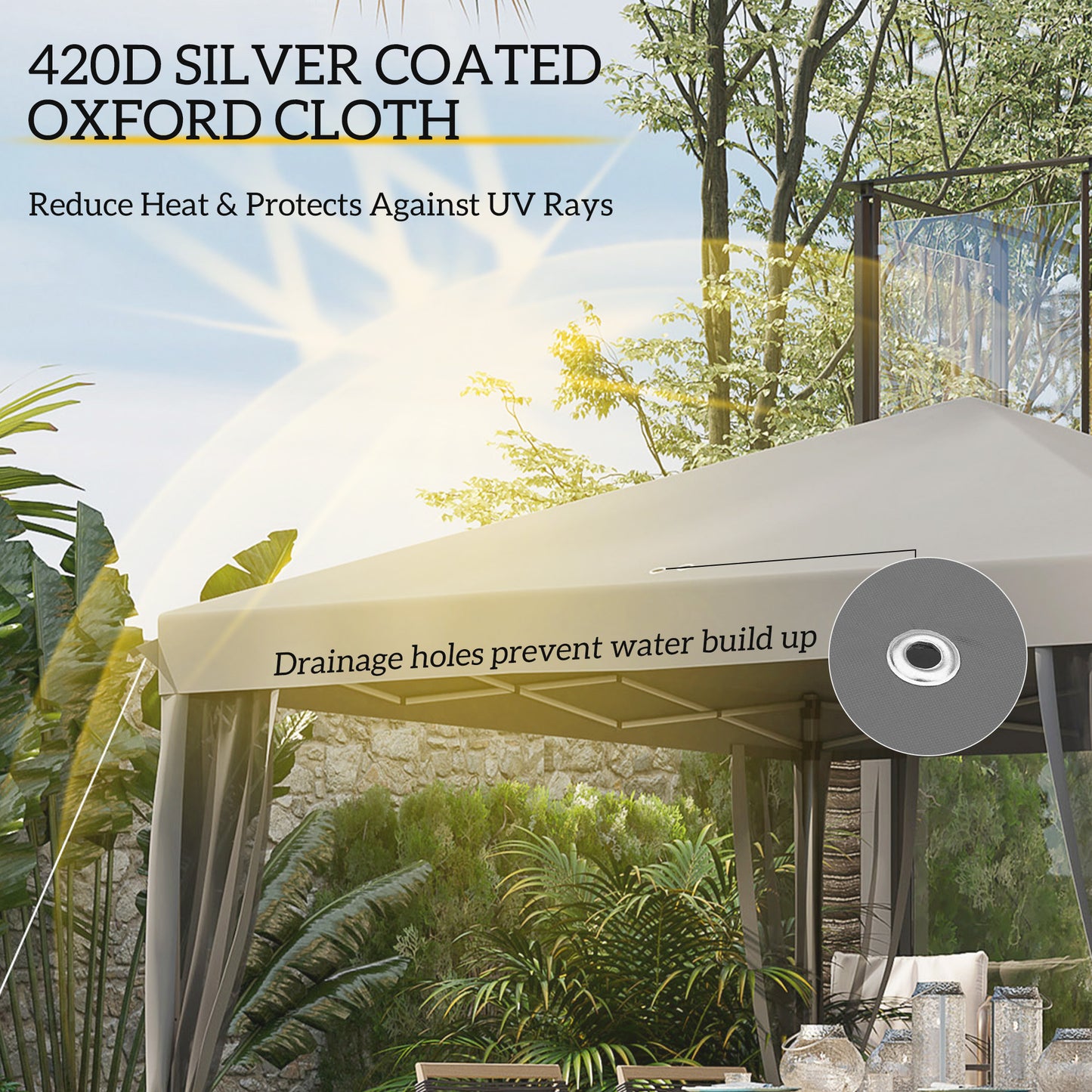 3 x 3 m Pop Up Gazebo, 420D Garden Tent Canopy with Removable Mesh Sidewall Netting, Carry Bag for Garden Patio Outdoor