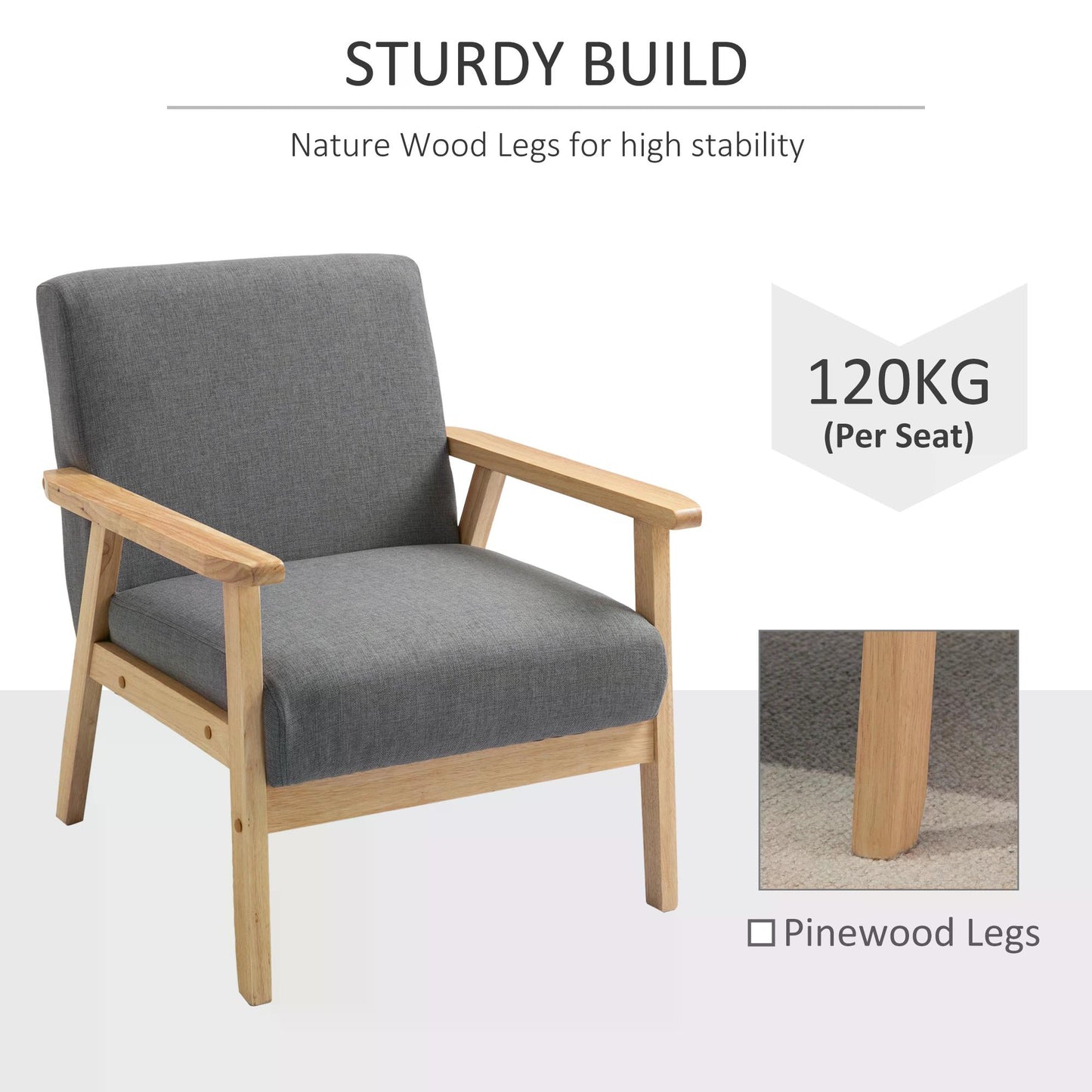 Minimalist Wooden Accent Chair with Padded Seat
