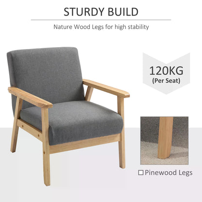 Minimalist Wooden Accent Chair with Padded Seat