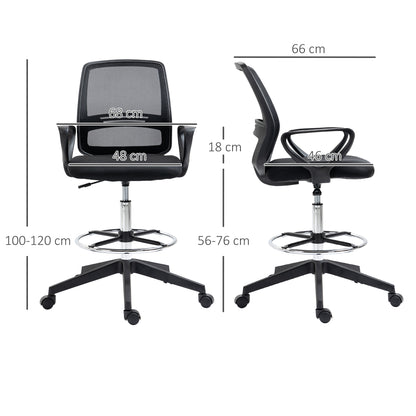Drafting Chair, Ergonomic Tall Office Chair with Mesh Back, Lumbar Support, Adjustable Height and Foot Ring, Swivel Wheels