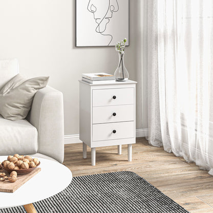 Set of Two Three-Drawer Bedside Tables - White