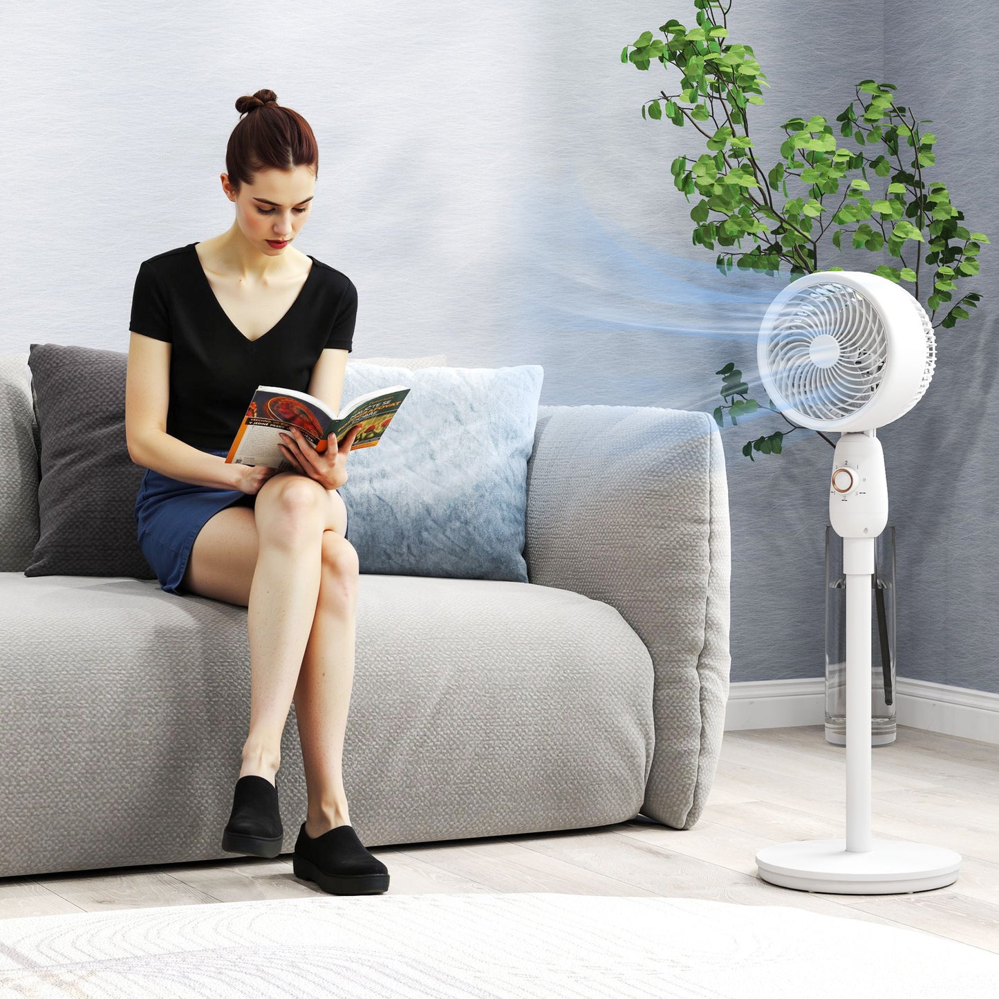 Pedestal Fan, Powerful Air Circulator, 36 Inch Floor Standing Fan with 3 Speed Settings, 70° Oscillating for Bedroom