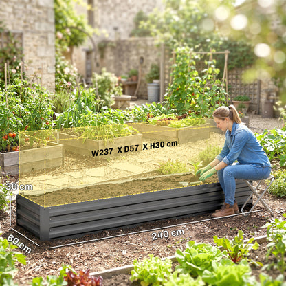 60 x 240cm Galvanised Steel Planter, with Open Bottom