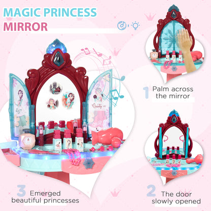 31 Piece Kids Dressing Playset, with Magical Princess Mirror, Light and Sound - Pink and Blue