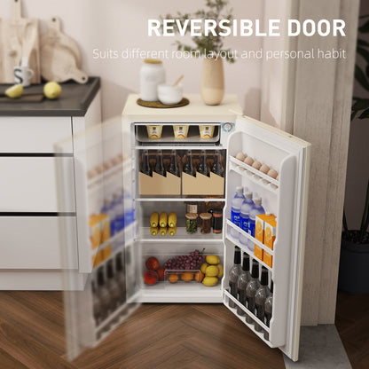 Under Counter Fridge, 91L Small Fridge with Chiller Box, Removable Shelf, Reversible Door, Adjustable Legs