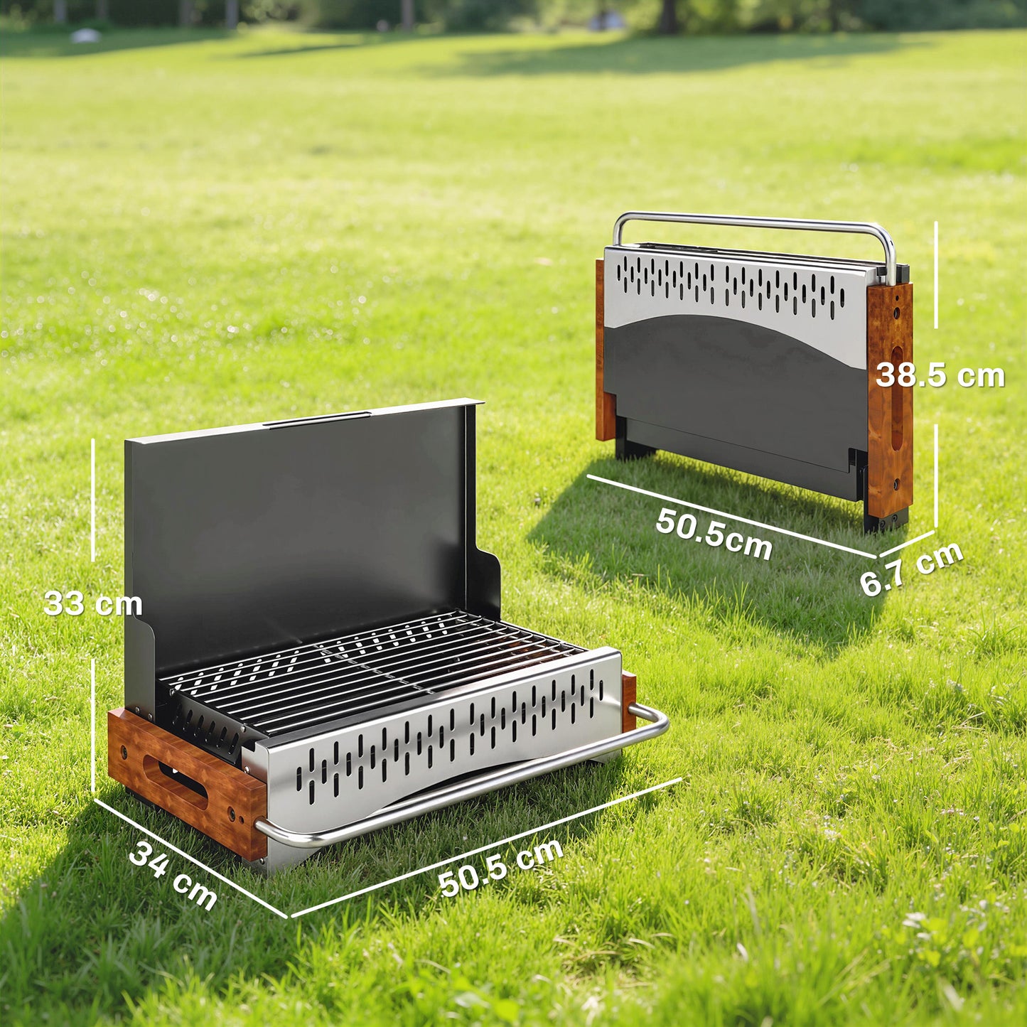 Portable BBQ Grill, Folding Charcoal Barbecue Grill with Removable Charcoal Basin for Camping Picnic Garden Party, Black