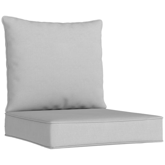 Outdoor Seat and Back Cushion Set, 63L x 55W x 15Dcm Patio Deep Seating Chair Fade Resistant Replacement Cushion, Light Grey