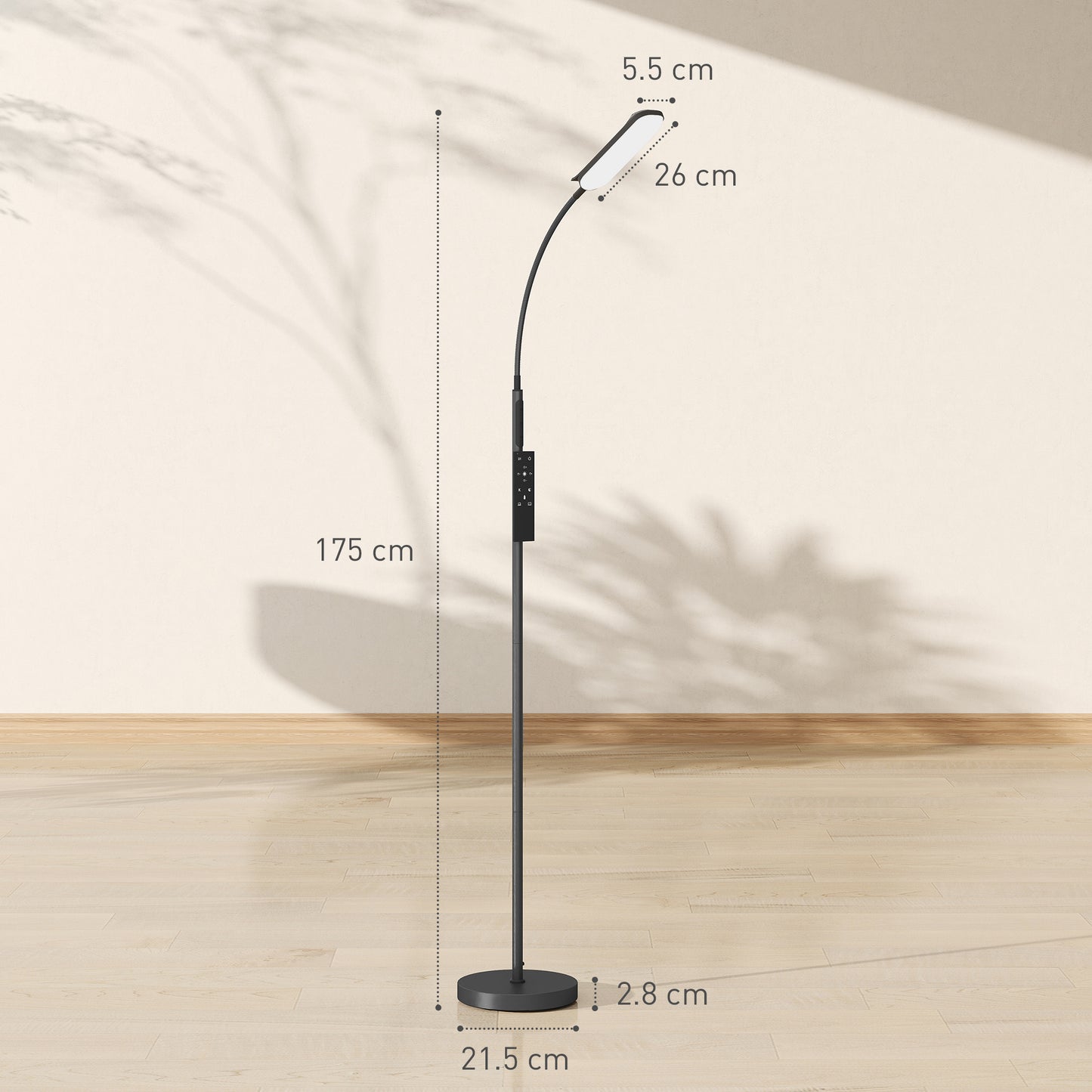 LED Floor Lamp, Standing Lamp with Remote & Touch Control, Stepless Dimmable Colours Temperature & Brightness