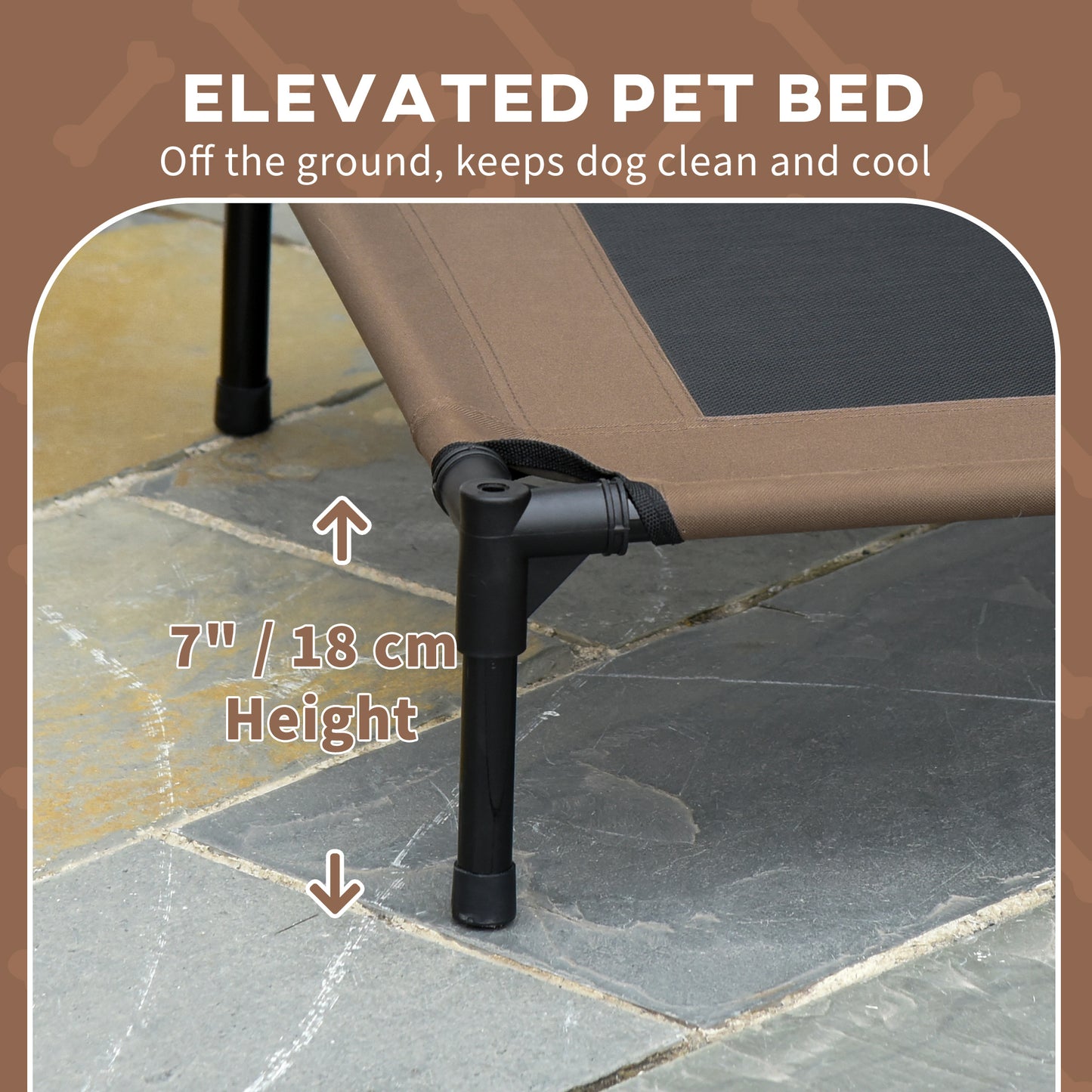 Outdoor Dog Bed with Removable Canopy, Portable Raised Dog Bed for Camping, Garden & Beach