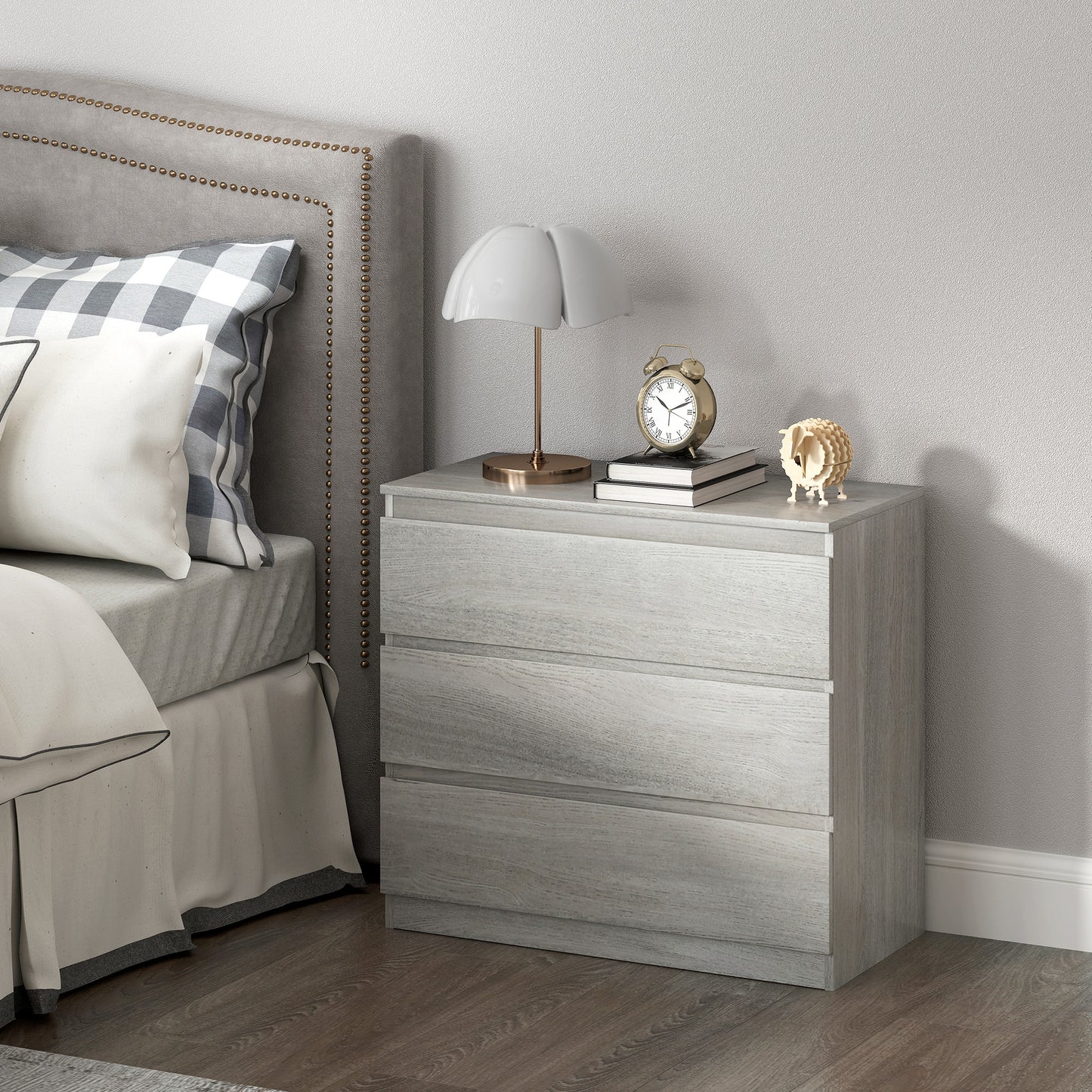 Chest of Three Drawers - Grey Wood Effect