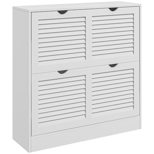 2 Drawers Entryway Shoe Cabinet, Narrow Shoe Storage Cabinet with 2 Flip Drawers