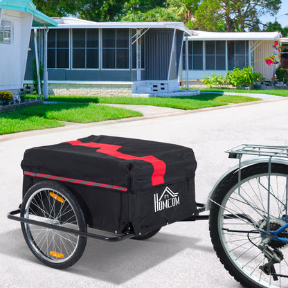 Two-Wheel Bicycle Large Cargo Wagon Trailer Oxford Fabric, Folding Storage, & Removable Cover, Red