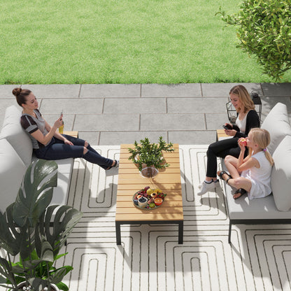 Four-Piece Garden Corner Sofa Set with 2 Loveseats and 2 Coffee Tables - Teak
