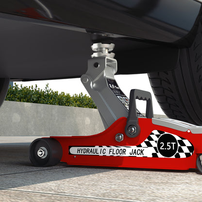Hydraulic Low Profile Floor Jack, 2.5 Tonne Heavy Duty Steel Trolley Car Jack Lift with 80-360 mm Lifting Range, Wheels