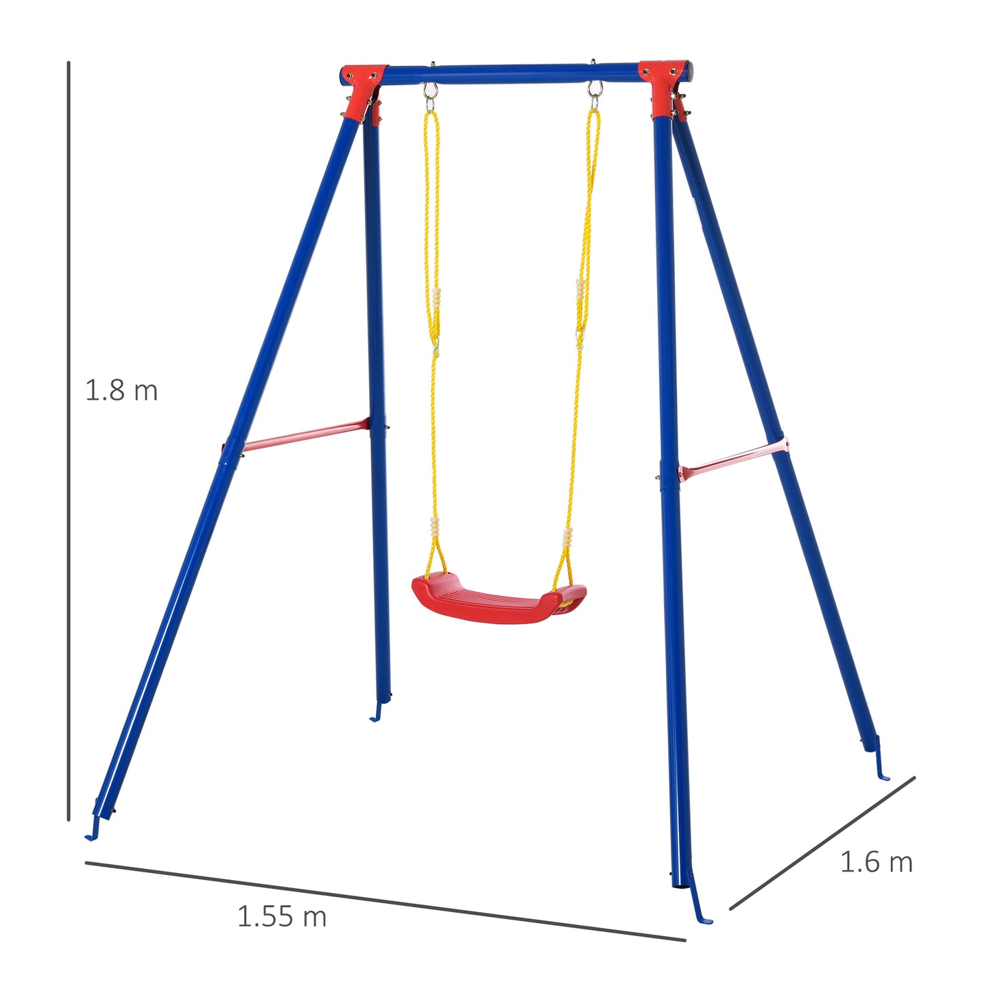 Kids Swing Set Toddler Swing Adjustable Rope Heavy Duty A-Frame Stand Outdoor Playset for 3-8 Years Old Blue