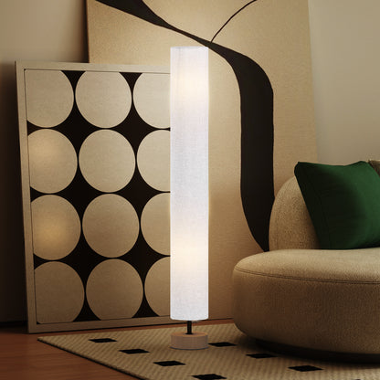 Floor Lamp for Living Room, 47" Modern Standing Lamp with Linen Shade, Wooden Base, Grey