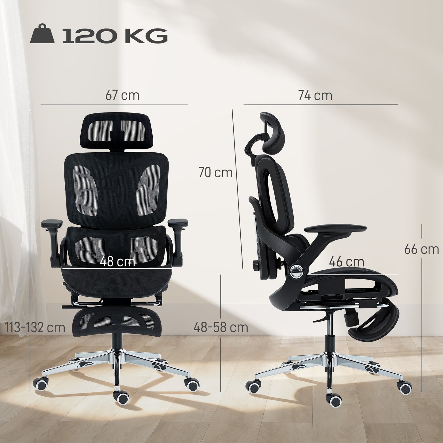 Ergonomic Office Chair, High Back Mesh Desk Chair, Black