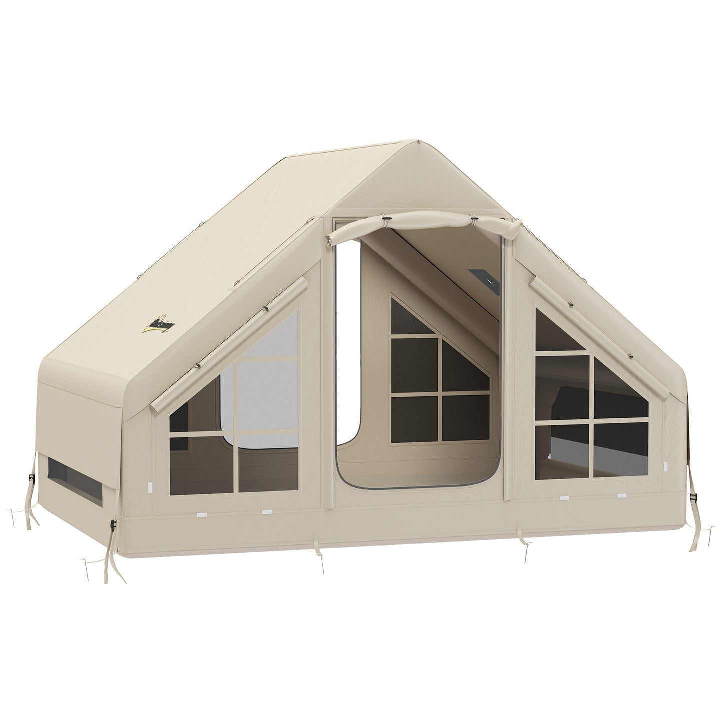 Inflatable Camping Tent with Pump, Stove Jack Hole, Easy Setup 2-4 Person Family Blow Up Tent