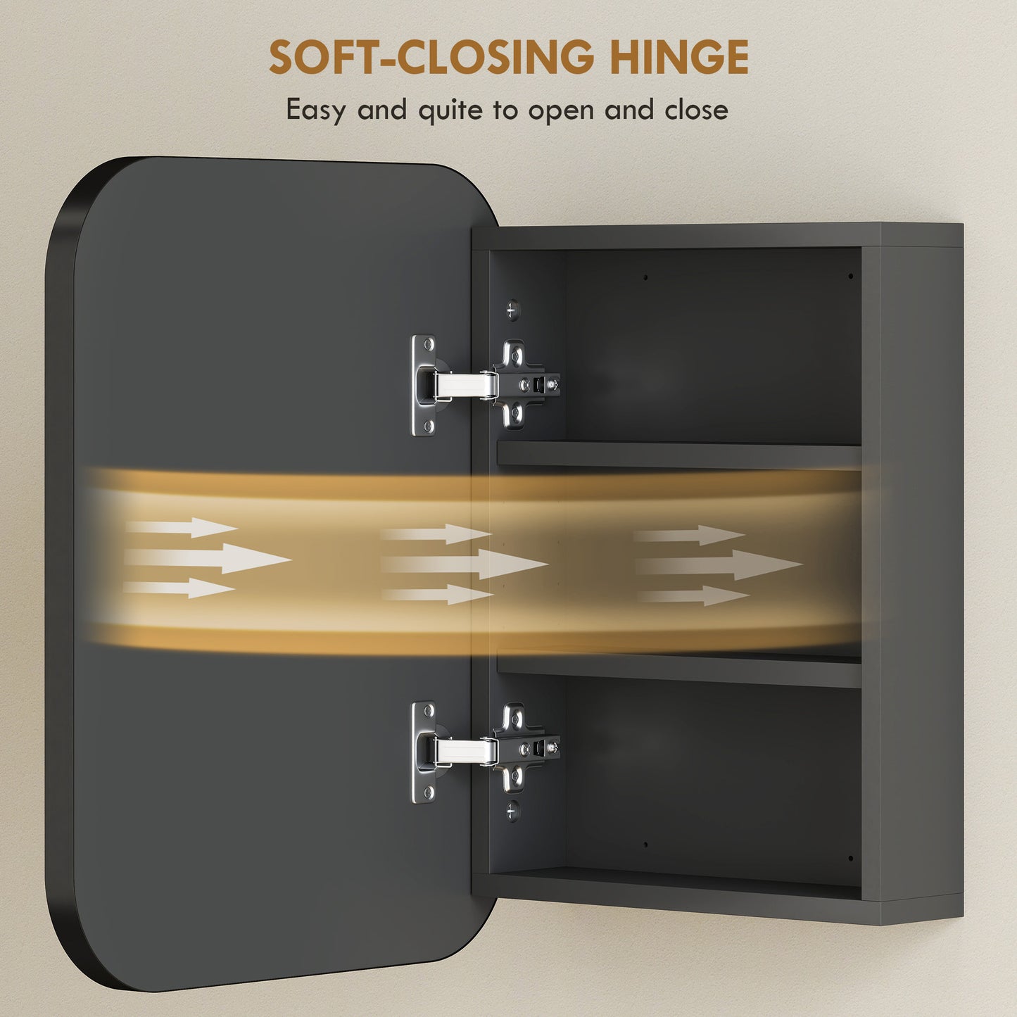Bathroom Medicine Cabinet with Mirror, Bathroom Wall Cabinet with Adjustable Shelves, Soft Close Hinges, Black