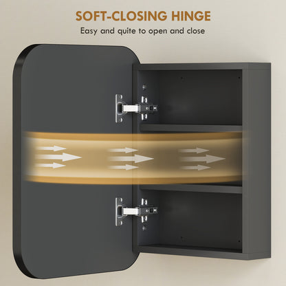 Bathroom Medicine Cabinet with Mirror, Bathroom Wall Cabinet with Adjustable Shelves, Soft Close Hinges, Black