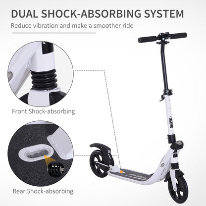 Folding Kick Scooter Hight-Adjustable Urban Scooter w/ Rear Brake, Double Shock Absorption System & 2 Big Wheels