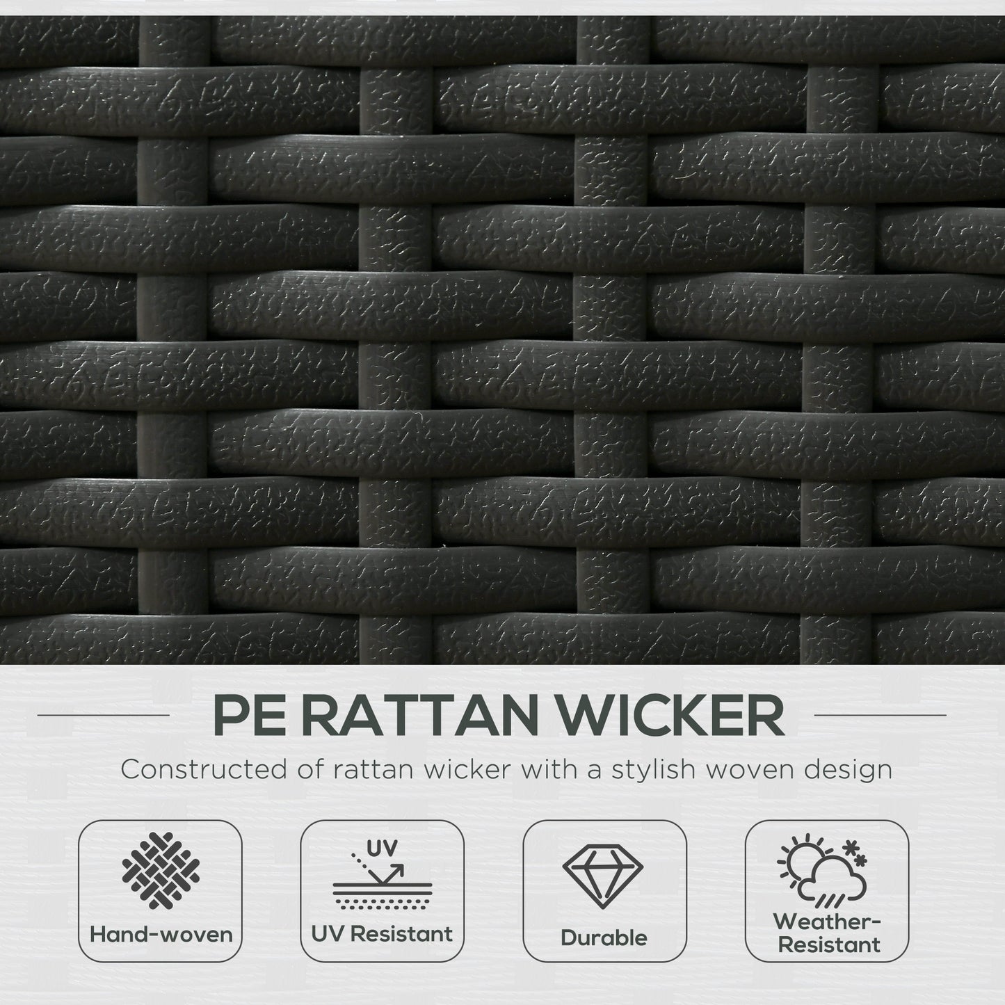 5PC PE Rattan Sun Lounger, Outdoor Wicker 5-level Adjustable Recliner Sofa Bed with Storage Side Table and Footstools
