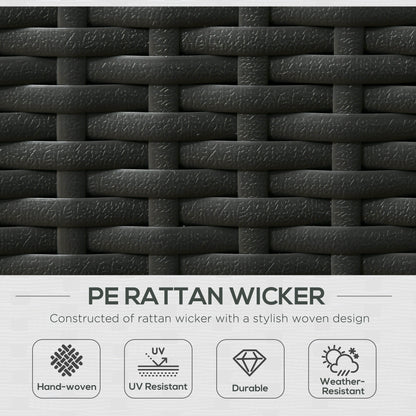 5PC PE Rattan Sun Lounger, Outdoor Wicker 5-level Adjustable Recliner Sofa Bed with Storage Side Table and Footstools