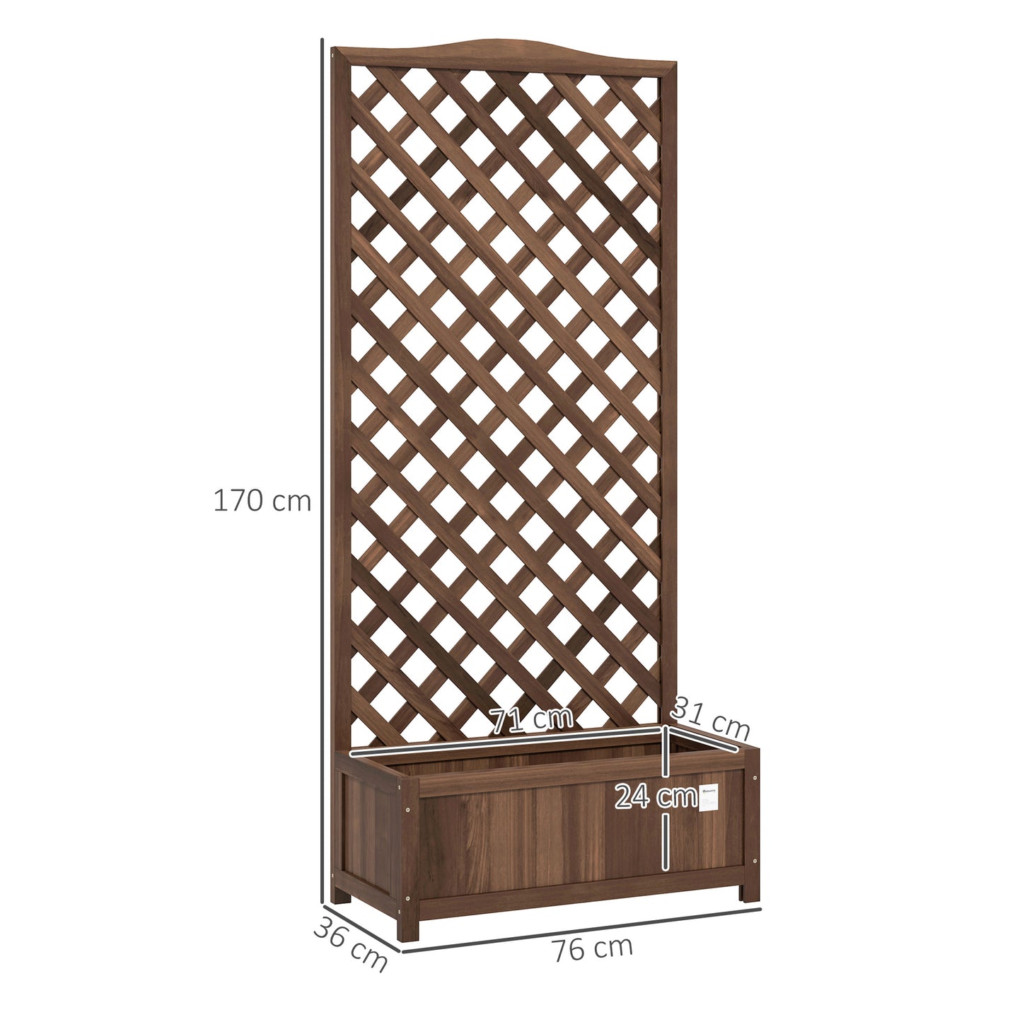 Wooden Planter with Trellis, Freestanding Raised Bed for Garden with Lattice, Outdoor Planter Box for Climbing Plants, Vines
