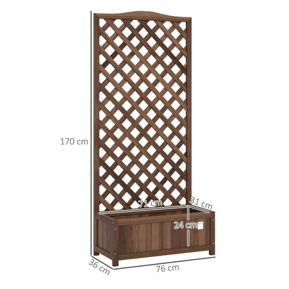 Wooden Planter with Trellis, Freestanding Raised Bed for Garden with Lattice, Outdoor Planter Box for Climbing Plants, Vines