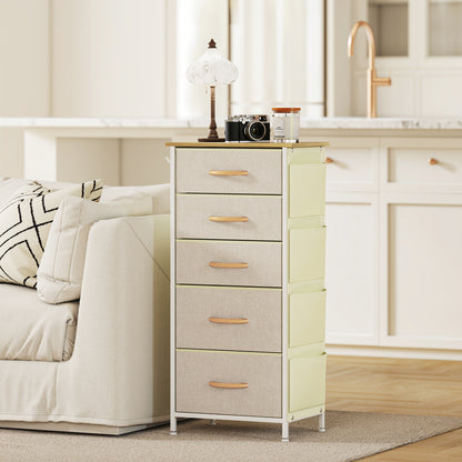 Chest of Five Fabric Drawers - Beige