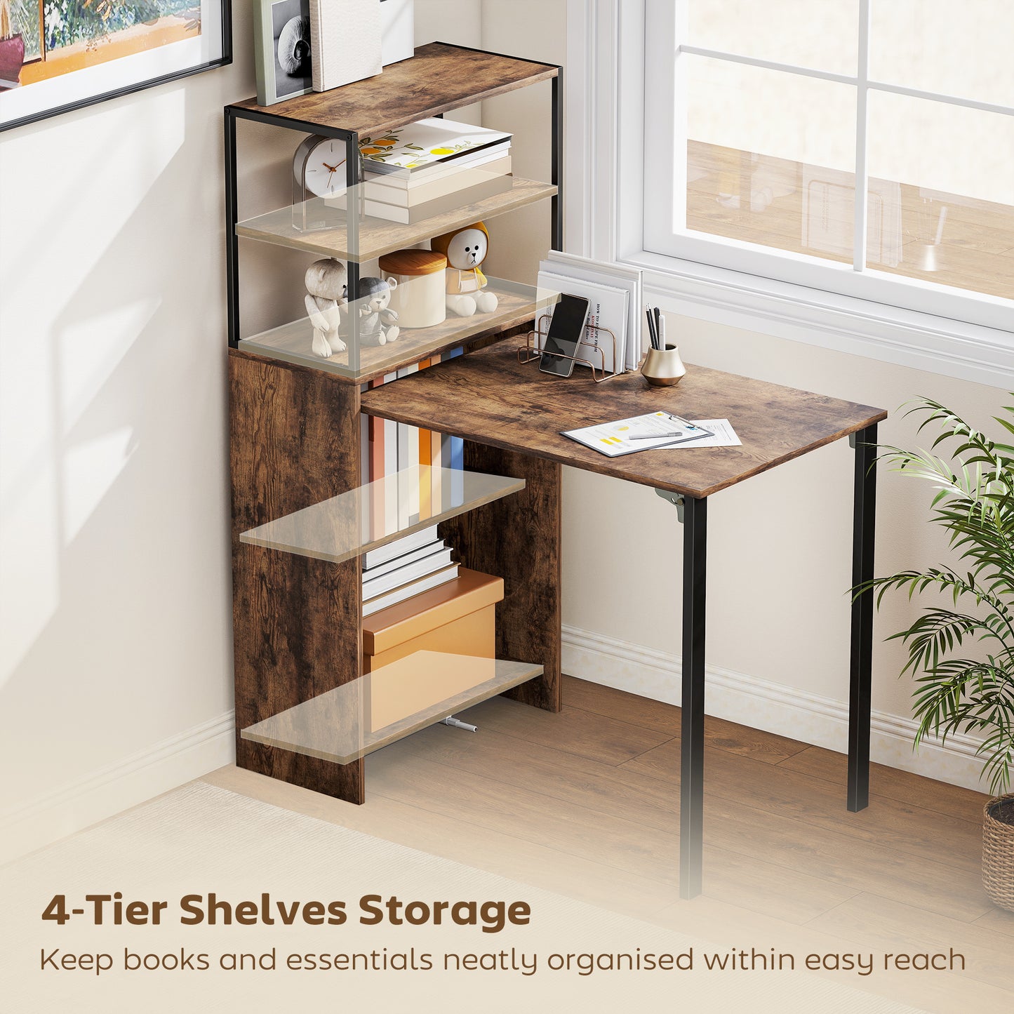 Folding Shelf and Work Table - Brown/Black