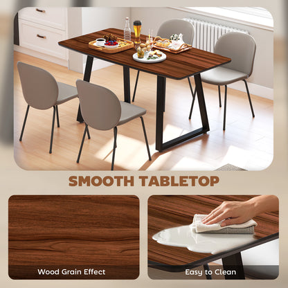 Extendable Dining Table Rectangular Wood Effect Tabletop for 4-6 People with Steel Frame & Hidden Leaves for Kitchen
