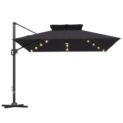 Multi-Angle LED Light Parasol Umbrella - Black