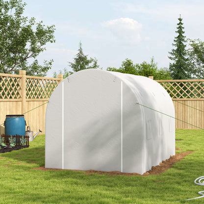 296 x 196cm Steel Frame Polytunnel Greenhouse - White