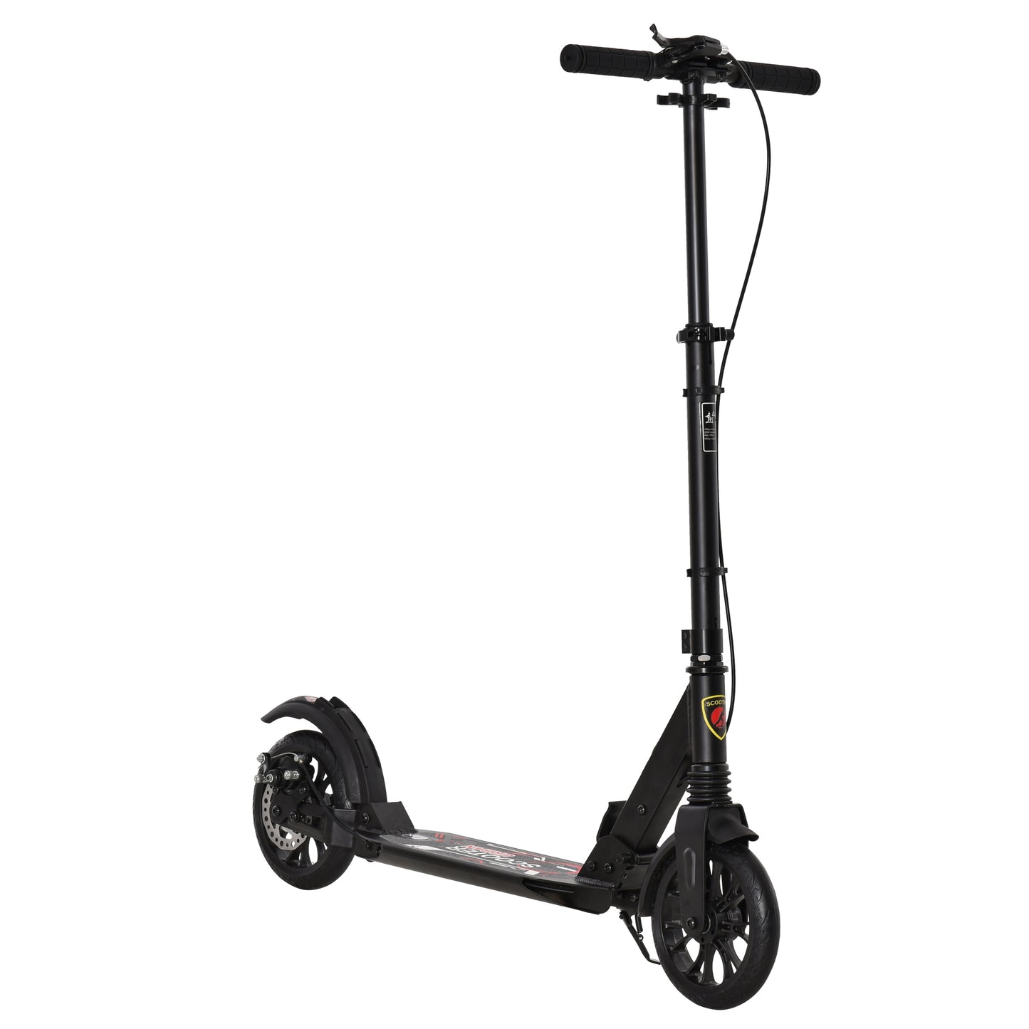 Adult Teens Kick Scooter Foldable Height Adjustable Aluminium Ride On Toy for 14+ w/ Rear Wheel & Hand Brake